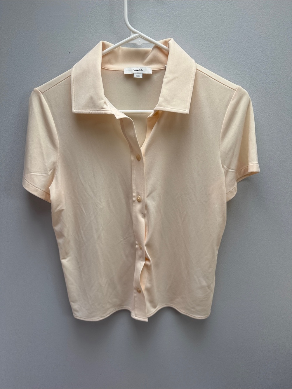 Vince Soft Cream Button-Down Short Sleeve Shirt